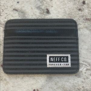Neff Black and Gray Striped Card Holder